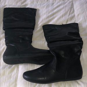 Knee High Black Flat Fashion Boots